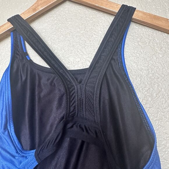 Speedo Women’s Swimsuit One Piece Racing Competitive Racer Back 8 / 34 Black Blu - Picture 4 of 5